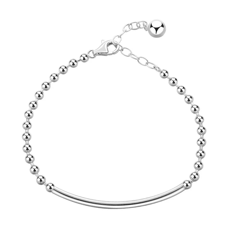 925 Silver Small Round Bead Bracelet Female Smiley Hand Jewelry Niche