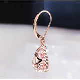 925 Silver Drop Earrings Pink Cubic Zirconia Wedding Jewelry