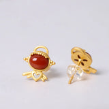 925 Silver Southern Red Angel Baby Earrings