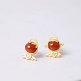 925 Silver Southern Red Angel Baby Earrings