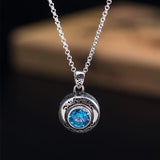 925 Silver Sea Zircon Necklace Retro Court Light Clavicle Chain