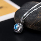 925 Silver Sea Zircon Necklace Retro Court Light Clavicle Chain