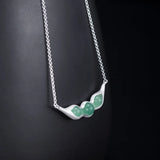 925 Sterling Silver Pea Pendant Collarbone Chain Dongling Jade Necklace