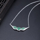 925 Sterling Silver Pea Pendant Collarbone Chain Dongling Jade Necklace