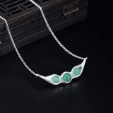 925 Sterling Silver Pea Pendant Collarbone Chain Dongling Jade Necklace