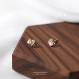925 Silver Asymmetrical Pearl Love Earrings - Wedding Jewelry