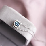 925 Silver Austrian Moonlight Sapphire Necklace Charm