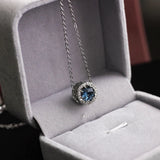 925 Silver Austrian Moonlight Sapphire Necklace Charm
