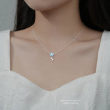 925 Sterling Silver Small Flower Necklace Female INS Sen Girl Collarbone Chain