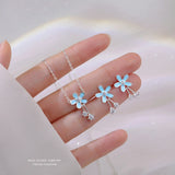 925 Sterling Silver Small Flower Necklace Female INS Sen Girl Collarbone Chain