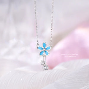 925 Sterling Silver Small Flower Necklace Female INS Sen Girl Collarbone Chain