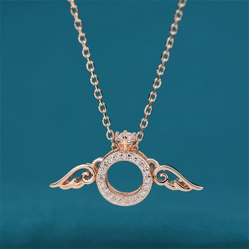 925 Sterling Silver Wing Necklace Light Silver Pendant