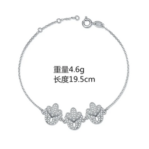 925 Sterling Silver Zircon Charm Bracelet for Girls