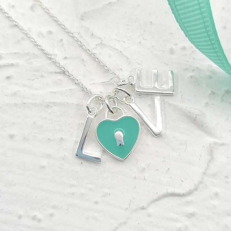 S925 Sterling Silver Heart Necklace Retro Fine Jewelry Party