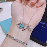 S925 Sterling Silver Heart Necklace Retro Fine Jewelry Party