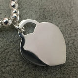 925 Sterling Silver Big Heart Necklace Retro Jewelry