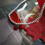925 Silver Bead Heart Necklace Retro Jewelry Birthday