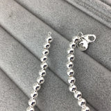 925 Sterling Silver Heart-Shaped Bead Bracelet Women's Retro Jewelry