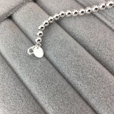 925 Sterling Silver Heart-Shaped Bead Bracelet Women's Retro Jewelry