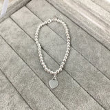 925 Sterling Silver Heart-Shaped Bead Bracelet Women's Retro Jewelry