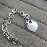 925 Silver Heart Bracelet Women's Retro Jewelry Birthday Gift
