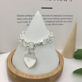 925 Silver Heart Bracelet Women's Retro Jewelry Birthday Gift