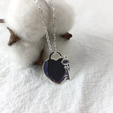 925 Silver Key Heart Necklace Women's Retro Jewelry