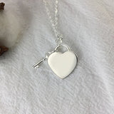 925 Silver Key Heart Necklace Women's Retro Jewelry