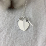 925 Silver Key Heart Necklace Women's Retro Jewelry