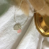925 Sterling Silver Pink Heart Necklace Women's Retro Jewelry Party