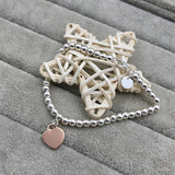 925 Silver Rose Heart Bracelet Retro Jewelry Gift