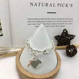 925 Sterling Silver Rose Key Heart Bracelet Women's Retro Jewelry