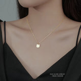 925 Silver Smile Face Square Necklace Hip-Hop Clavicle Chain