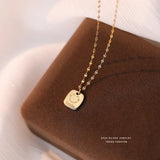 925 Silver Smile Face Square Necklace Hip-Hop Clavicle Chain