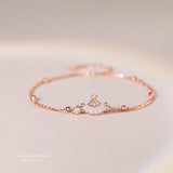 925 Silver Double-Layer Cherry Blossom Bracelet with Diamonds