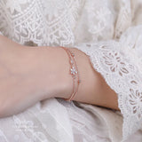 925 Silver Double-Layer Cherry Blossom Bracelet with Diamonds