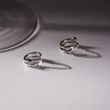 925 Silver Zircon Chain Ear Clip High-end European Design