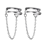 925 Silver Zircon Chain Ear Clip High-end European Design