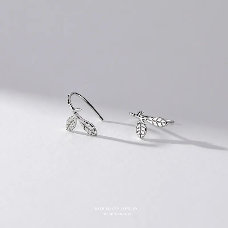 925 Sterling Silver Leaf Earrings for Women