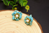 925 Silver Pearl Flower French Earrings Sweet Retro Style