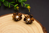 925 Silver Pearl Flower French Earrings Sweet Retro Style