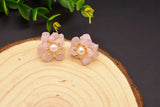 925 Silver Pearl Flower French Earrings Sweet Retro Style