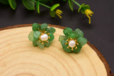 925 Silver Pearl Flower French Earrings Sweet Retro Style