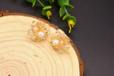 925 Silver Pearl Flower French Earrings Sweet Retro Style