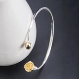 S925 Silver Ethnic Flower Bracelet European Cross-border Bangle