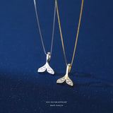 925 Silver Fishtail Dolphin Necklace - Light Chain Jewelry
