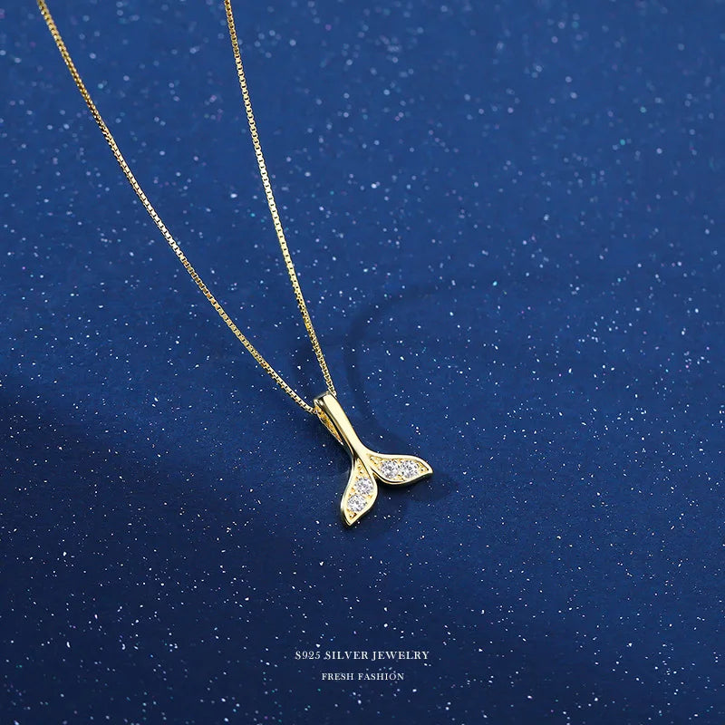 925 Silver Fishtail Dolphin Necklace - Light Chain Jewelry