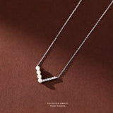 925 Silver Geometric Line Pearl Necklace Women's High-End Jewelry