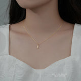S925 Sterling Silver Rose Necklace French Pendant Collarbone Chain