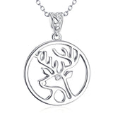Sterling Silver Elk Pendant Necklace for Christmas